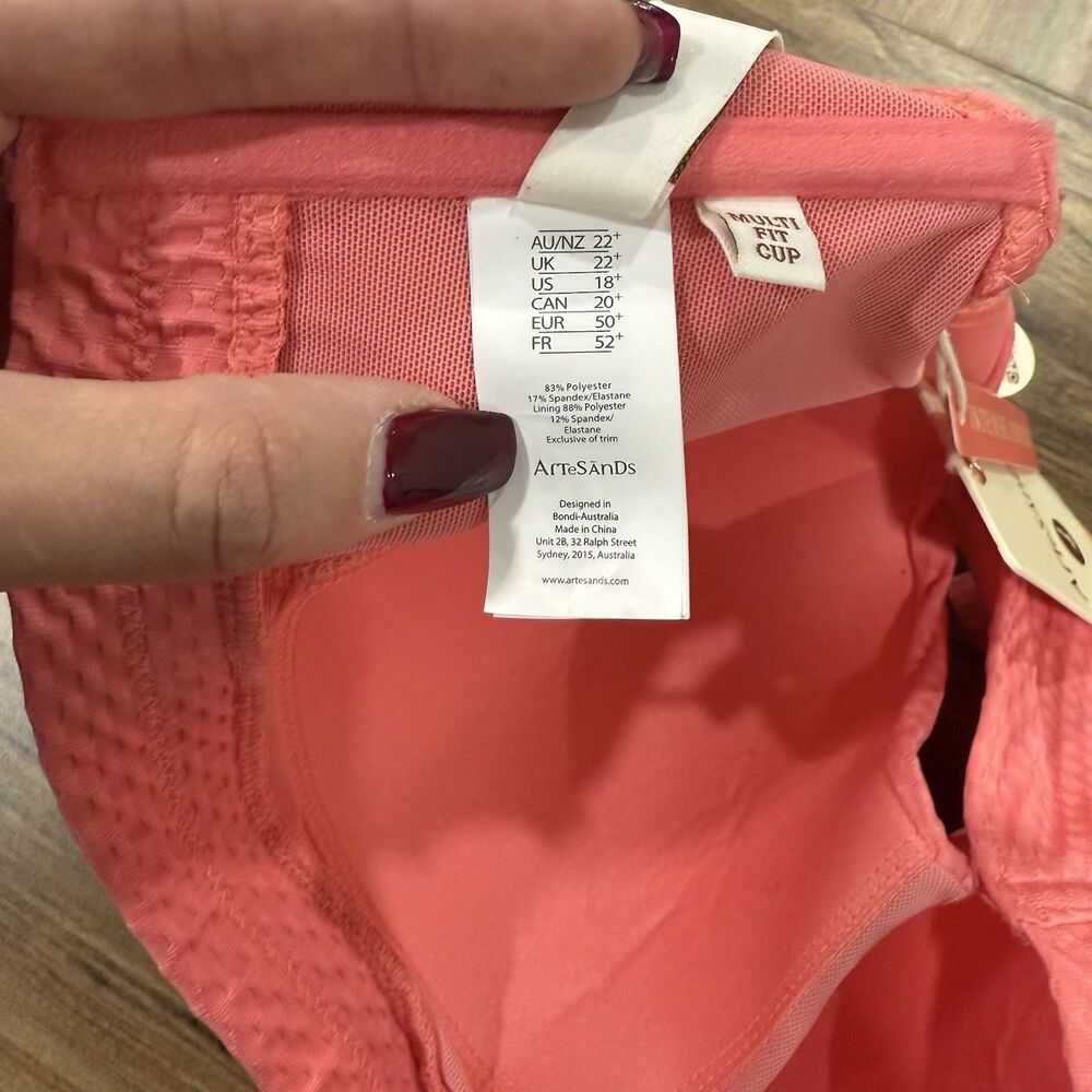 ArteSands Women’s Sz 18 Pink Salmon Allegro Botticelli Bikini Top Swimwear NWT - Picture 7 of 9